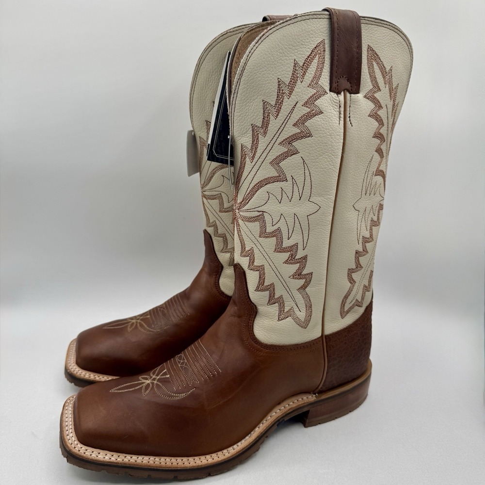Tony Lama Antonio Boots Men's Size 10‎ EE Wide White Leather Brown